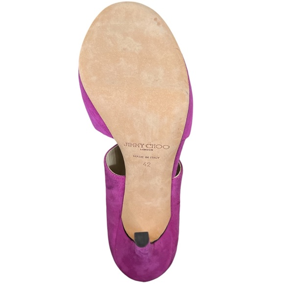 ✅Jimmy Choo Black Deerskin Suede Private Sandals in Fushia Size 42 - Picture 12 of 14